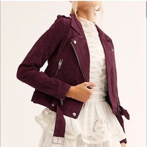 Blank NYC Maroon Suede Moto Jacket